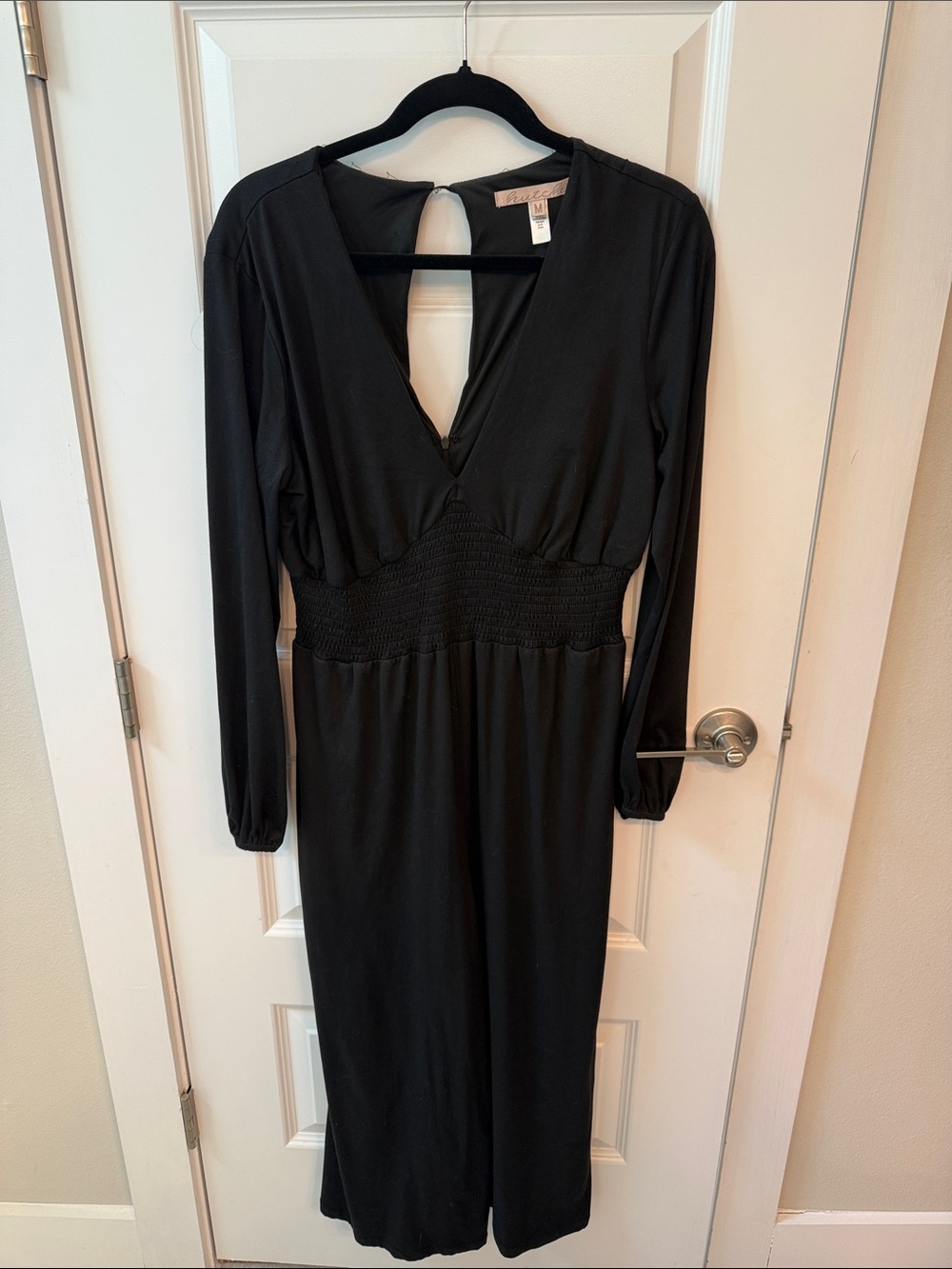 Hutch Black Wide-Leg Jumpsuit with Smocked Waist